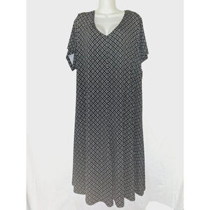 Roaman's sz 3X Black and White women's stretchy churchy breathable midi dress